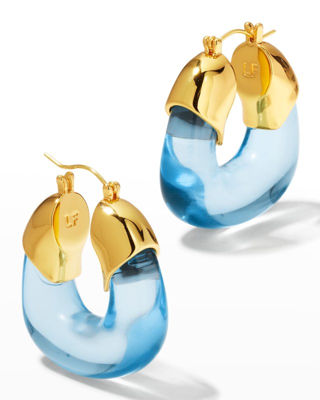 Organic Hoop Earrings in Turquoise